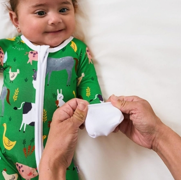 Little Sleepies Green Farm Animal Zippies Pajama Onesie - Picture 5 of 14